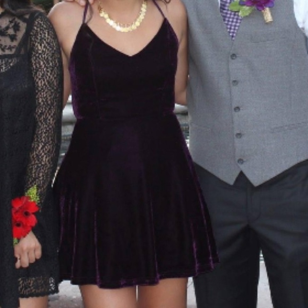 Deep purple backless velvet dress